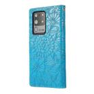 For Samsung Galaxy S20 Ultra Skin Feel Embossed Sunflower Horizontal Flip Leather Case with Holder & Card Slots & Wallet & Lanyard(Blue) - 3