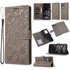 For Samsung Galaxy S20 Ultra Skin Feel Embossed Sunflower Horizontal Flip Leather Case with Holder & Card Slots & Wallet & Lanyard(Gray) - 1