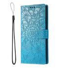 For Samsung Galaxy S21 Ultra 5G Skin Feel Embossed Sunflower Horizontal Flip Leather Case with Holder & Card Slots & Wallet & Lanyard(Blue) - 2