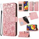 For Samsung Galaxy A50s Skin Feel Embossed Sunflower Horizontal Flip Leather Case with Holder & Card Slots & Wallet & Lanyard(Rose Gold) - 1