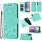 For Samsung Galaxy A70s Skin Feel Embossed Sunflower Horizontal Flip Leather Case with Holder & Card Slots & Wallet & Lanyard(Green) - 1
