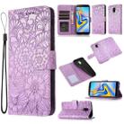 For Samsung Galaxy J6 Skin Feel Embossed Sunflower Horizontal Flip Leather Case with Holder & Card Slots & Wallet & Lanyard(Purple) - 1