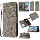 For Samsung Galaxy J6 Skin Feel Embossed Sunflower Horizontal Flip Leather Case with Holder & Card Slots & Wallet & Lanyard(Gray) - 1