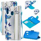 For Samsung Galaxy M20 Colored Drawing Pattern Cross Texture Horizontal Flip PU Leather Case with Holder & Card Slots & Wallet(Blue Butterfly) - 1