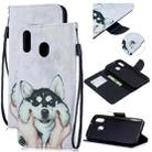 For Samsung Galaxy M20 Colored Drawing Pattern Cross Texture Horizontal Flip PU Leather Case with Holder & Card Slots & Wallet(Husky) - 1