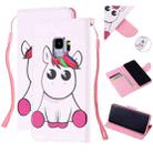For Samsung Galaxy S9 Colored Drawing Pattern Cross Texture Horizontal Flip PU Leather Case with Holder & Card Slots & Wallet(Pink Unicorn) - 1