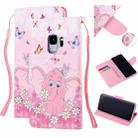 For Samsung Galaxy S9 Colored Drawing Pattern Cross Texture Horizontal Flip PU Leather Case with Holder & Card Slots & Wallet(Butterfly Elephant) - 1