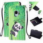For Samsung Galaxy S9 Colored Drawing Pattern Cross Texture Horizontal Flip PU Leather Case with Holder & Card Slots & Wallet(Panda Bamboo) - 1