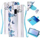 For Samsung Galaxy S9+ Colored Drawing Pattern Cross Texture Horizontal Flip PU Leather Case with Holder & Card Slots & Wallet(Blue Butterfly) - 1