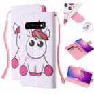 For Samsung Galaxy S10 Colored Drawing Pattern Cross Texture Horizontal Flip PU Leather Case with Holder & Card Slots & Wallet(Pink Unicorn) - 1