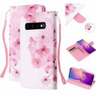 For Samsung Galaxy S10 Colored Drawing Pattern Cross Texture Horizontal Flip PU Leather Case with Holder & Card Slots & Wallet(Peach Blossom) - 1