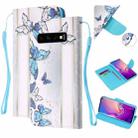 For Samsung Galaxy S10 Colored Drawing Pattern Cross Texture Horizontal Flip PU Leather Case with Holder & Card Slots & Wallet(Blue Butterfly) - 1