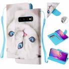 For Samsung Galaxy S10 Colored Drawing Pattern Cross Texture Horizontal Flip PU Leather Case with Holder & Card Slots & Wallet(Blue Eye Cat) - 1