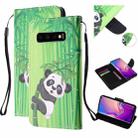 For Samsung Galaxy S10 Colored Drawing Pattern Cross Texture Horizontal Flip PU Leather Case with Holder & Card Slots & Wallet(Panda Bamboo) - 1