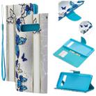 For Samsung Galaxy S10 5G Colored Drawing Pattern Cross Texture Horizontal Flip PU Leather Case with Holder & Card Slots & Wallet(Blue Butterfly) - 1