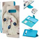 For Samsung Galaxy S10 5G Colored Drawing Pattern Cross Texture Horizontal Flip PU Leather Case with Holder & Card Slots & Wallet(Blue Eye Cat) - 1