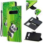 For Samsung Galaxy S10 5G Colored Drawing Pattern Cross Texture Horizontal Flip PU Leather Case with Holder & Card Slots & Wallet(Panda Bamboo) - 1