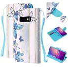 For Samsung Galaxy S10e Colored Drawing Pattern Cross Texture Horizontal Flip PU Leather Case with Holder & Card Slots & Wallet(Blue Butterfly) - 1