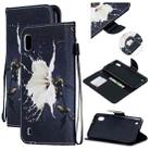 For Samsung Galaxy A10 Colored Drawing Pattern Cross Texture Horizontal Flip PU Leather Case with Holder & Card Slots & Wallet(White Flower) - 1