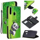 For Samsung Galaxy A10s Colored Drawing Pattern Cross Texture Horizontal Flip PU Leather Case with Holder & Card Slots & Wallet(Panda Bamboo) - 1