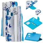 For Samsung Galaxy A20 / A30 Colored Drawing Pattern Cross Texture Horizontal Flip PU Leather Case with Holder & Card Slots & Wallet(Blue Butterfly) - 1