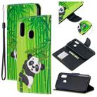 For Samsung Galaxy A20e Colored Drawing Pattern Cross Texture Horizontal Flip PU Leather Case with Holder & Card Slots & Wallet(Panda Bamboo) - 1
