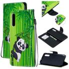 For Samsung Galaxy A50 Colored Drawing Pattern Cross Texture Horizontal Flip PU Leather Case with Holder & Card Slots & Wallet(Panda Bamboo) - 1