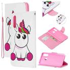 For Samsung Galaxy A60 / M40 Colored Drawing Pattern Cross Texture Horizontal Flip PU Leather Case with Holder & Card Slots & Wallet(Pink Unicorn) - 1