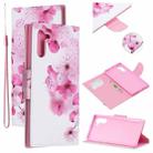For Samsung Galaxy Note10 Colored Drawing Pattern Cross Texture Horizontal Flip PU Leather Case with Holder & Card Slots & Wallet(Peach Blossom) - 1