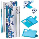 For Samsung Galaxy Note10 Colored Drawing Pattern Cross Texture Horizontal Flip PU Leather Case with Holder & Card Slots & Wallet(Blue Butterfly) - 1