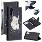 For Samsung Galaxy Note10 Colored Drawing Pattern Cross Texture Horizontal Flip PU Leather Case with Holder & Card Slots & Wallet(White Flower) - 1
