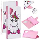 For Samsung Galaxy Note10+ Colored Drawing Pattern Cross Texture Horizontal Flip PU Leather Case with Holder & Card Slots & Wallet(Pink Unicorn) - 1