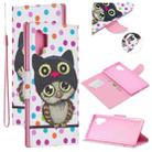 For Samsung Galaxy Note10+ Colored Drawing Pattern Cross Texture Horizontal Flip PU Leather Case with Holder & Card Slots & Wallet(Dot Owl) - 1