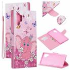 For Samsung Galaxy Note10+ Colored Drawing Pattern Cross Texture Horizontal Flip PU Leather Case with Holder & Card Slots & Wallet(Butterfly Elephant) - 1