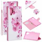 For Samsung Galaxy Note10+ Colored Drawing Pattern Cross Texture Horizontal Flip PU Leather Case with Holder & Card Slots & Wallet(Peach Blossom) - 1