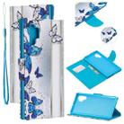 For Samsung Galaxy Note10+ Colored Drawing Pattern Cross Texture Horizontal Flip PU Leather Case with Holder & Card Slots & Wallet(Blue Butterfly) - 1