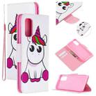 For Samsung Galaxy S20 Colored Drawing Pattern Cross Texture Horizontal Flip PU Leather Case with Holder & Card Slots & Wallet(Pink Unicorn) - 1
