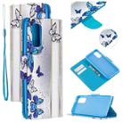 For Samsung Galaxy S20 Colored Drawing Pattern Cross Texture Horizontal Flip PU Leather Case with Holder & Card Slots & Wallet(Blue Butterfly) - 1