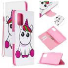 For Samsung Galaxy S20+ Colored Drawing Pattern Cross Texture Horizontal Flip PU Leather Case with Holder & Card Slots & Wallet(Pink Unicorn) - 1