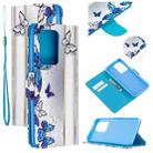 For Samsung Galaxy S20 Ultra Colored Drawing Pattern Cross Texture Horizontal Flip PU Leather Case with Holder & Card Slots & Wallet(Blue Butterfly) - 1