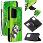 For Samsung Galaxy S20 Ultra Colored Drawing Pattern Cross Texture Horizontal Flip PU Leather Case with Holder & Card Slots & Wallet(Panda Bamboo) - 1
