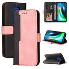 For Motorola Moto G9 Play / E7 Plus Business Stitching-Color Horizontal Flip PU Leather Case with Holder & Card Slots & Photo Frame(Pink) - 1