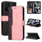 For OPPO Realme GT 5G Business Stitching-Color Horizontal Flip PU Leather Case with Holder & Card Slots & Photo Frame(Pink) - 1