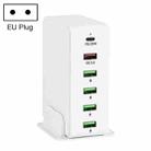 6 in 1 65W PD USB-C / Type-C + QC 3.0 USB + 4 USB Multi-port Travel Charger, EU Plug(White) - 1