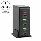 6 in 1 65W PD USB-C / Type-C + QC 3.0 USB + 4 USB Multi-port Travel Charger, AU Plug(Black) - 1