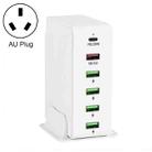 6 in 1 65W PD USB-C / Type-C + QC 3.0 USB + 4 USB Multi-port Travel Charger, AU Plug(White) - 1