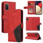 For Samsung Galaxy A02s US Version Dual-color Splicing Horizontal Flip PU Leather Case with Holder & Card Slots & Wallet(Red) - 1