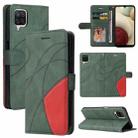 For Samsung Galaxy A12 5G Dual-color Splicing Horizontal Flip PU Leather Case with Holder & Card Slots & Wallet(Green) - 1