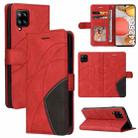 For Samsung Galaxy A42 5G Dual-color Splicing Horizontal Flip PU Leather Case with Holder & Card Slots & Wallet(Red) - 1