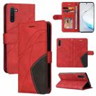 For Samsung Galaxy Note10 Dual-color Splicing Horizontal Flip PU Leather Case with Holder & Card Slots & Wallet(Red) - 1
